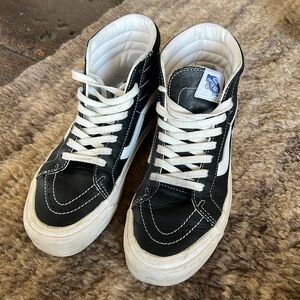 Leather high top vans size 9